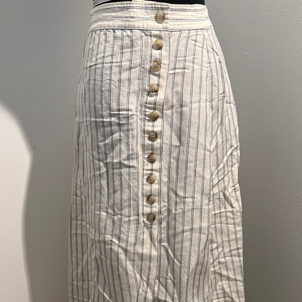 Madewell White and Blue Striped A-Line Skirt
